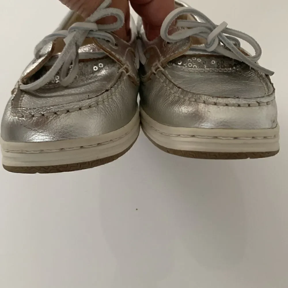 Sebago Silver Embellished Sequins Shoes Size 8 - Picture 6 of 12